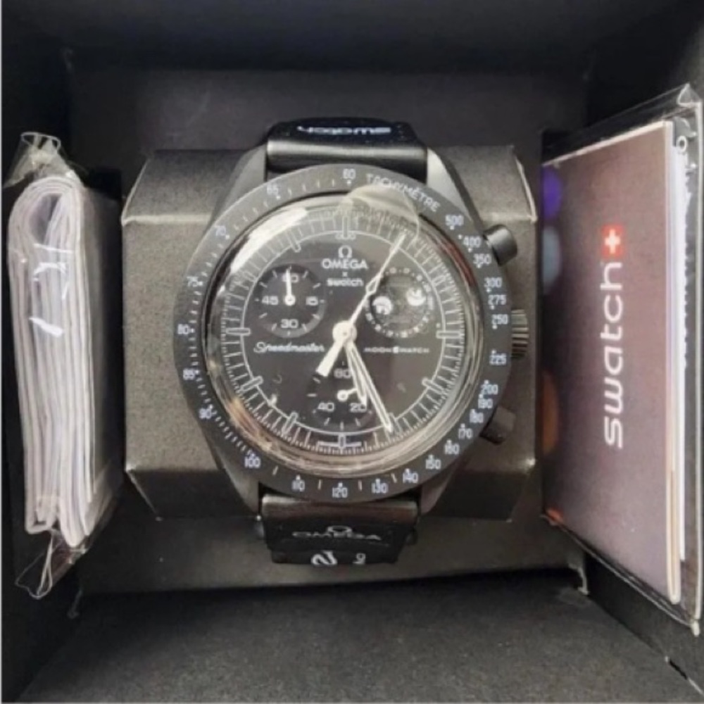 ❤️ Omega x Swatch Speedmaster MoonSwatch Black Chronograph Watch ❤️